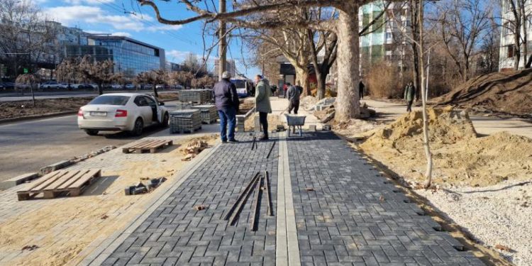 Pe bulevardul Dacia este amenajată o pistă, cu două sensuri de deplasare