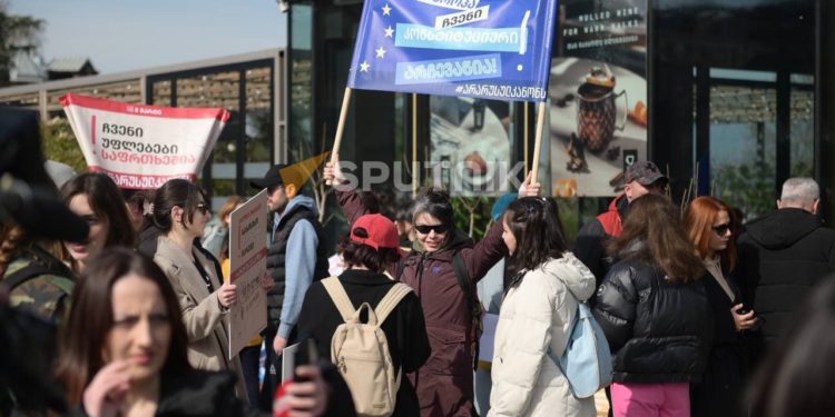 В центре Тбилиси возобновилась акция протеста