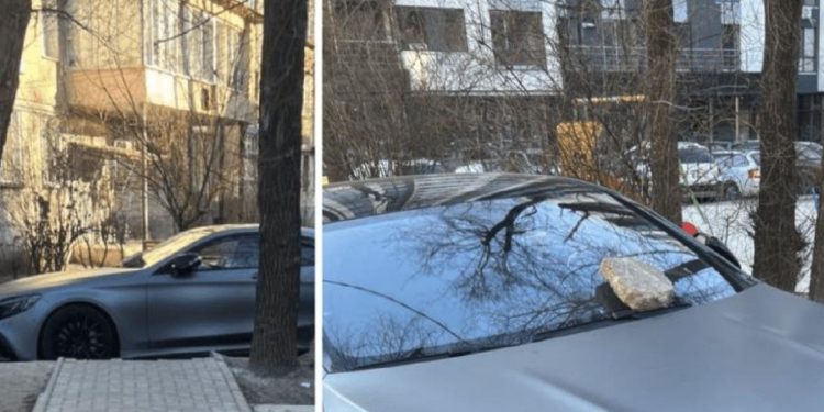 Паркуются как хотят! на Рышкановке местный житель оставил “подарок” владельцу Mercedes