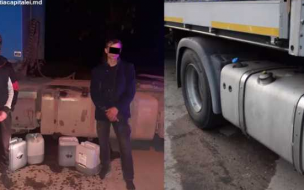 Patru moldoveni au fost prinși furând motorină din camioane în zona de graniță. Ar fi reușit să sustragă 200 de litri de combustibil | VIDEO