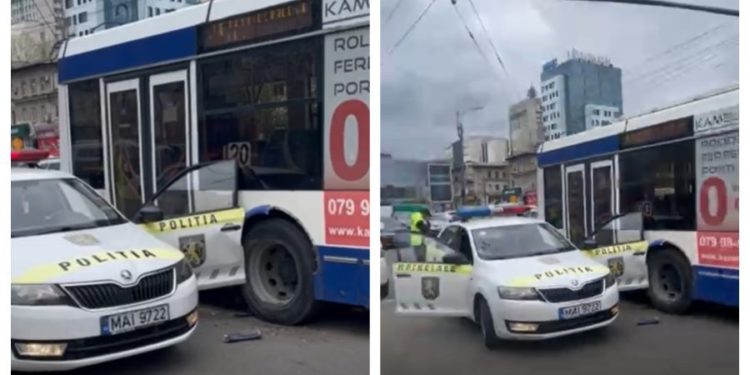 В столице произошла авария с троллейбусом. Пострадал полицейский