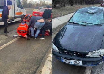 A reușit să frâneze la câțiva zeci de metri de la locul impactului. Imagini exclusive de la accidentul în care a decedat Valerian Railean | VIDEO