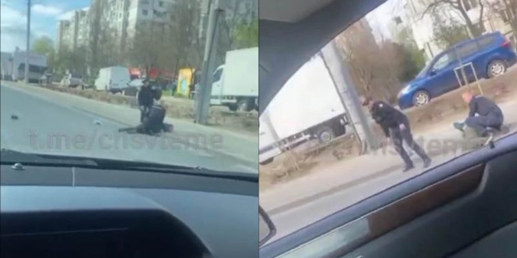 A văzut poliţia şi a luat-o la fugă: Un bărbat, pus la pământ de oamenii legii, în plină stradă, la Ciocana