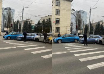 Un taxi s-a ciocnit cu un alt automobil, lângă Universitatea de Medicină: Un șofer și-a recunoscut vina