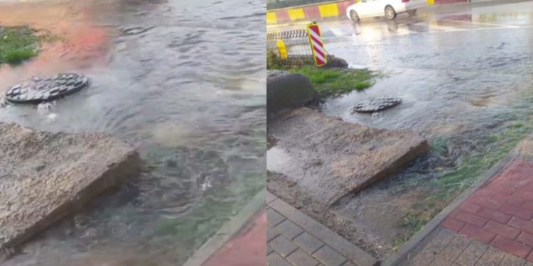 Locuitorii din Bălți s-au trezit „în Veneția”. Tone de apă se scurg pe o stradă din Capitala de nord