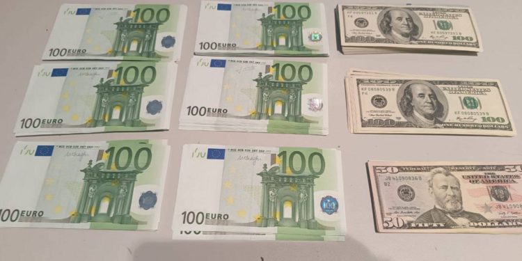 Mii de euro și dolari au depistat polițiștii de frontieră de la Aeroport în bagajul de mână al unei străine | VIDEO