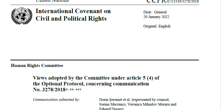 Avocatul Guvernului în cazul Partidului „ȘOR” la CC și actualul ministru al Justiției au reprezentat împreună interesele diasporei în instanță la ONU și au pierdut cazul