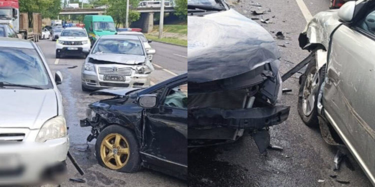 Carambol în capitală: șase mașini s-au ciocnit pe strada Albișoara