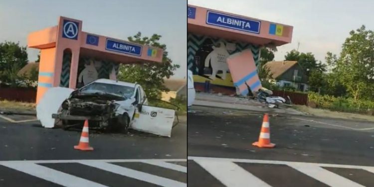 A doborât peretele unei stații: Un taxi, implicat într-un grav accident la Anenii Noi. Pompierii, la fața locului | VIDEO