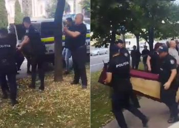 BREAKING NEWS: Poliția a reținut mai mulți protestatari pașnici care au venit la un miting organizat de Partidul ”Șor”, lângă Curtea Constituțională
