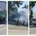 Momentul în care un microbuz arde ca o torță, la Bălți. Detalii de la IGSU