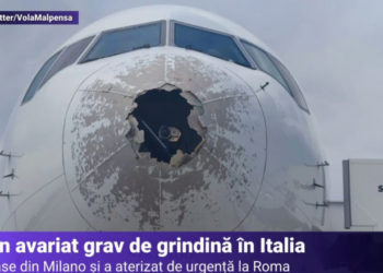 Un avion care decolase din Milano a fost lovit de grindină. Aeronava a aterizat de urgență la Roma | VIDEO