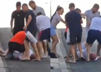 Scene ca în filme la Chișinău: Un pieton, care traversa strada neregulamentar, bătut dur de șoferul unui BMW, în plină stradă