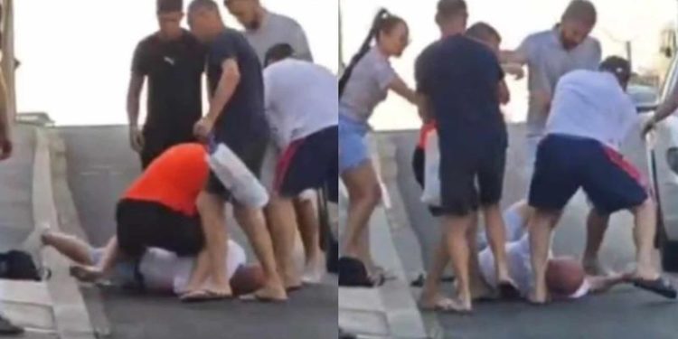 Scene ca în filme la Chișinău: Un pieton, care traversa strada neregulamentar, bătut dur de șoferul unui BMW, în plină stradă