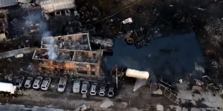 Primele imagini pe zi de la locul exploziilor de la Crevedia. Cum se vede locul din dronă | VIDEO
