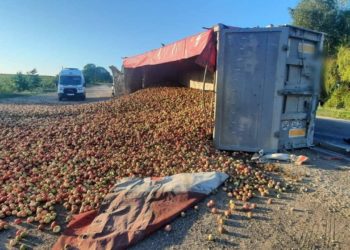 Tone de mere împrăștiate pe șosea și un bărbat la spital. Consecințele unui grav accident, la Soroca | VIDEO