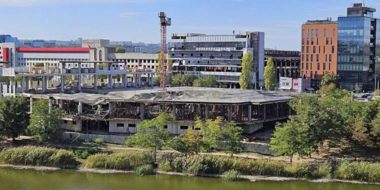 O clădire în construcție din Chișinău s-a prăbușit parțial. Precizările Inspectoratului Național pentru Supraveghere Tehnică | FOTO