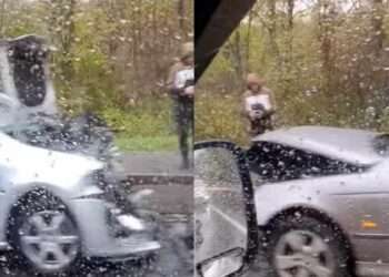 Un BMW și un Volkswagen s-au lovit frontal, la Ciocana: O pasageră, spitalizată | VIDEO