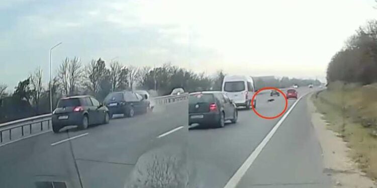 A frânat în fața unui câine și a „adunat” două mașini în spate: Momentul în care 3 automobile se lovesc în lanț, la Stăuceni