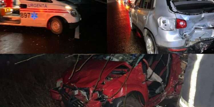 Accident de proporții la Anenii Noi! Șoferul unei Dacia a intrat violent într-un Volkswagen. Martori: Era beat criță