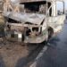 В Кишиневе полностью сгорел микроавтобус