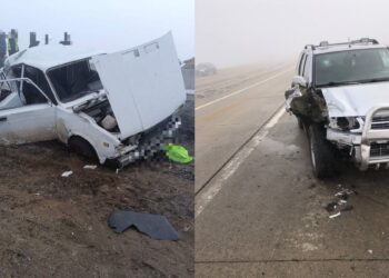Accident în lanț, la Cimișlia: Nouă mașini s-au tamponat, iar un VAZ a ajuns într-un parapet. O persoană, transportată de urgență la spital