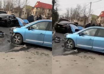 В результате аварии в Дурлештах водителю Tesla потребовалась госпитализация