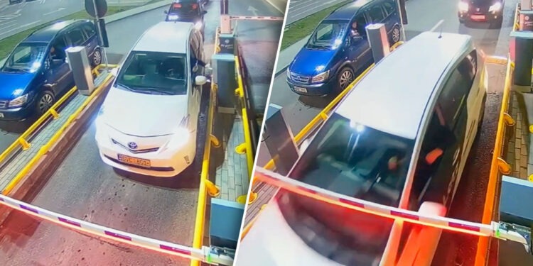 В Кишиневе водитель такси повредил шлагбаум на платной парковке