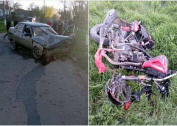 В селе Бэдичень произошло лобовое столкновение автомобиля и мотоцикла. Один из водителей был пьян