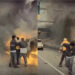 Momente dramatice pe autostradă cu un bărbat blocat într-o mașină cuprinsă de flăcări. Alți șoferi încearcă cu disperare să îl salveze