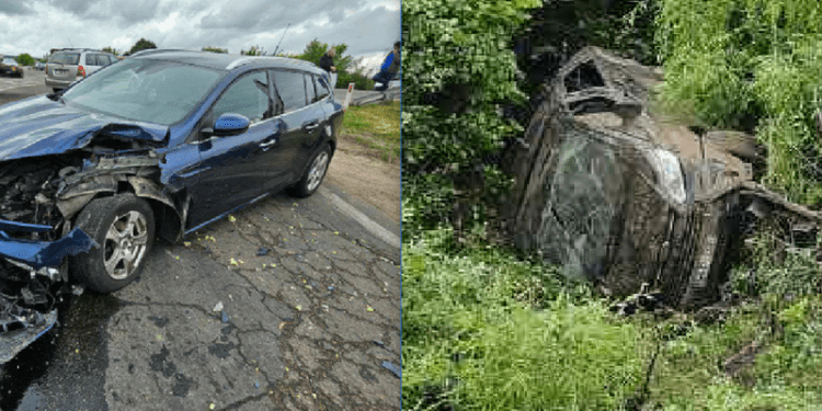 Accident grav la intrarea în Ialoveni: Un tânăr a ajuns cu Fordul într-un șanț după ce sa lovit violent cu un Renault