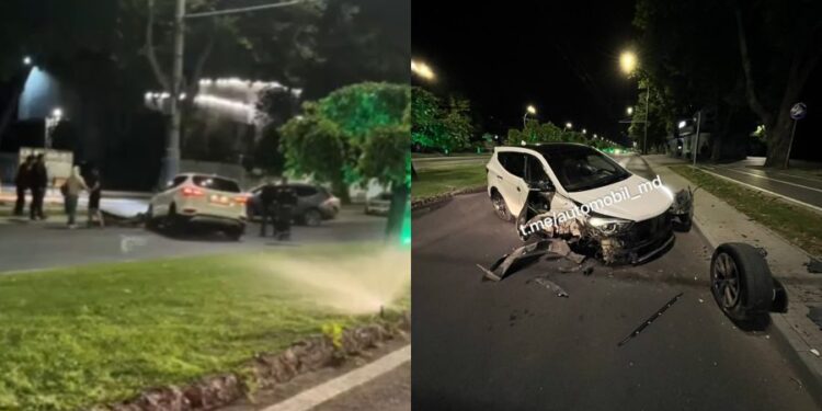 Un automobil de model Hyundai, făcut zob pe bulevardul Dacia. Cine se afla la volan