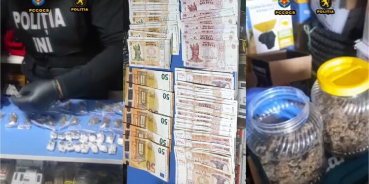 Marijuana, vândută într-o gheretă de la piața din Ungheni. Polițiștii au efectuat 16 percheziții