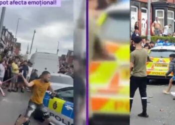 Violențe între români și polițiști în orașul Leeds, din Anglia. „Să vină mascații de la București, că și pe ăia îi dărâmăm”