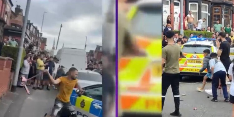 Violențe între români și polițiști în orașul Leeds, din Anglia. „Să vină mascații de la București, că și pe ăia îi dărâmăm”