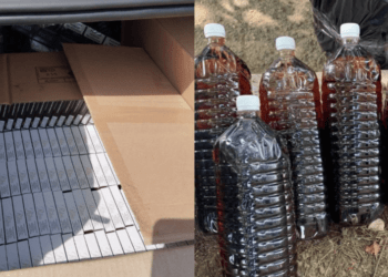 Peste 22.000 de țigări și 46 litri de alcool, găsite într-un automobil. Cine se afla la volan