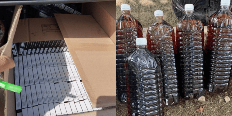 Peste 22.000 de țigări și 46 litri de alcool, găsite într-un automobil. Cine se afla la volan