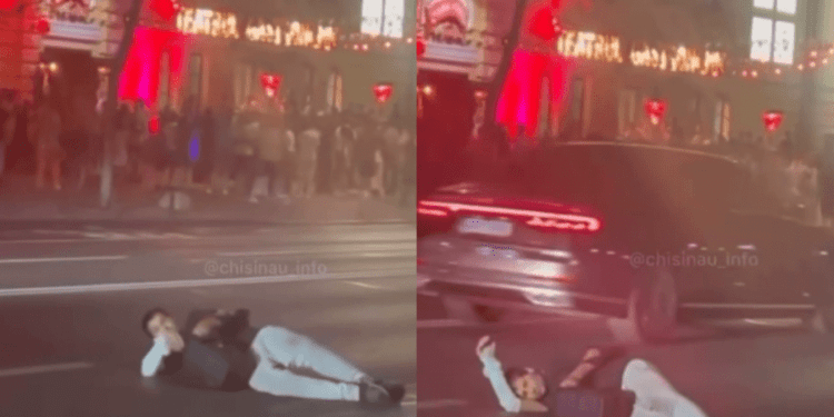 Video șocant în Chișinău. Un bărbat, neidentificat de Poliție, a tras ”un pui de somn” pe bulevardul central