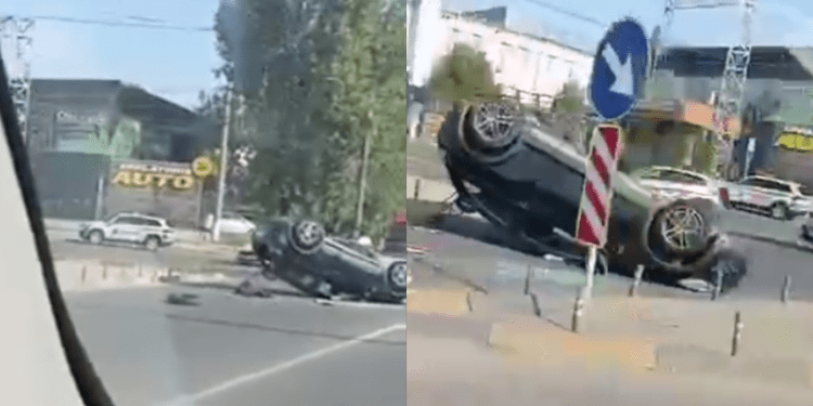 Un Volvo s-a răsturnat după ce s-a tamponat cu un BMW, la Ciocana: Un șofer a avut nevoie de îngrijiri medicale