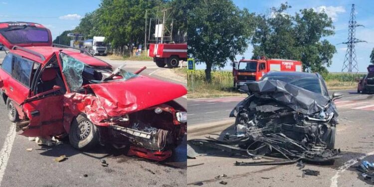Doi soți au ajuns în stare gravă la spital, după ce s-au izbit frontal cu mașina într-un alt automobil, la Căzănești