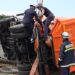 Momentul video cu autospeciala care s-a prăbușit parțial pe podul din strada Ismail
