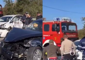 Авария на въезде в Кэлэраш. По меньшей мере две машины получили серьезные повреждения
