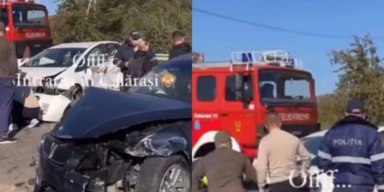 Авария на въезде в Кэлэраш. По меньшей мере две машины получили серьезные повреждения