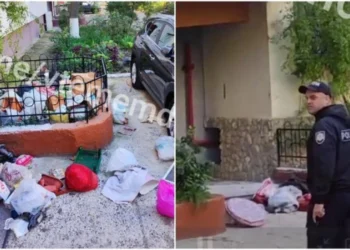 Au zburat pungi cu gunoi de la balconul unui apartament din capitală
