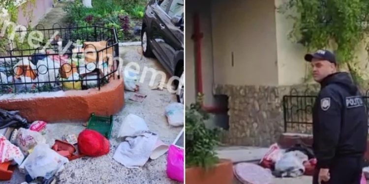 Au zburat pungi cu gunoi de la balconul unui apartament din capitală
