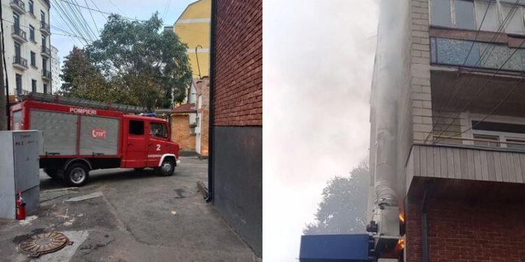 Incendiu în centrul capitalei: Un local de pe strada A. Șciusev dintr-un bloc de locuit, cuprins de flăcări