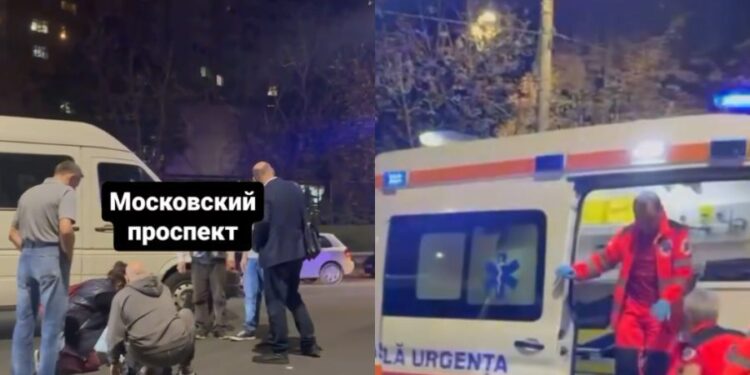 Accident pe bulevardul Moscova din Chișinău. O tânără a fost preluată de ambulanță
