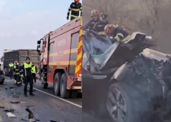 Imagini noi din accidentul tragic din Galați: Trei moldoveni au murit, zeci de pompieri la intervenție