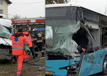 Șase persoane rănite în accidentul cu autobuzul de rută de la Tohatin: Șoferul care a intrat cu mașina în transportul public, blocat între fiare
