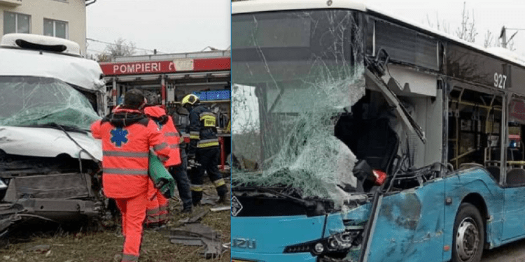 Șase persoane rănite în accidentul cu autobuzul de rută de la Tohatin: Șoferul care a intrat cu mașina în transportul public, blocat între fiare
